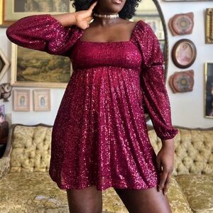 Altar’d State Puff Sleeve sequined mini dress